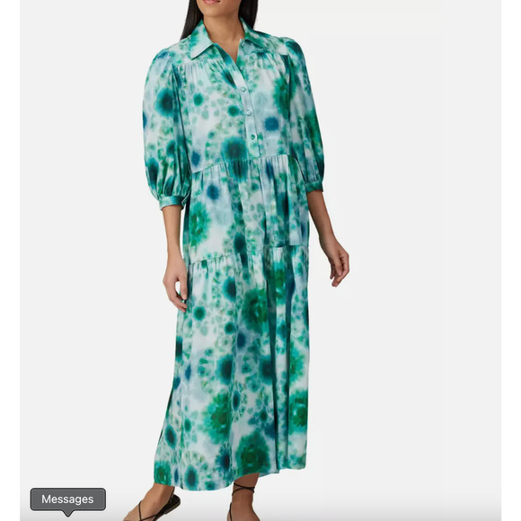 HUNTER BELL Dresses & Skirts - Hunter Bell Women Green Tie Dye‎ Printed Balloon Sleeve Clayton Maxi Dress XS